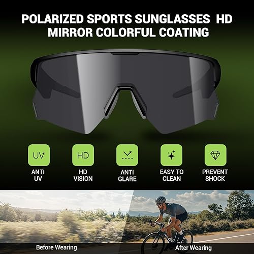 Miniatura 5 de Blackview Lentes inteligentes, 5.3 gafas de sol Bluetooth con altavoz de oído abierto, compatible con asistente de voz, lente de bloqueo de luz