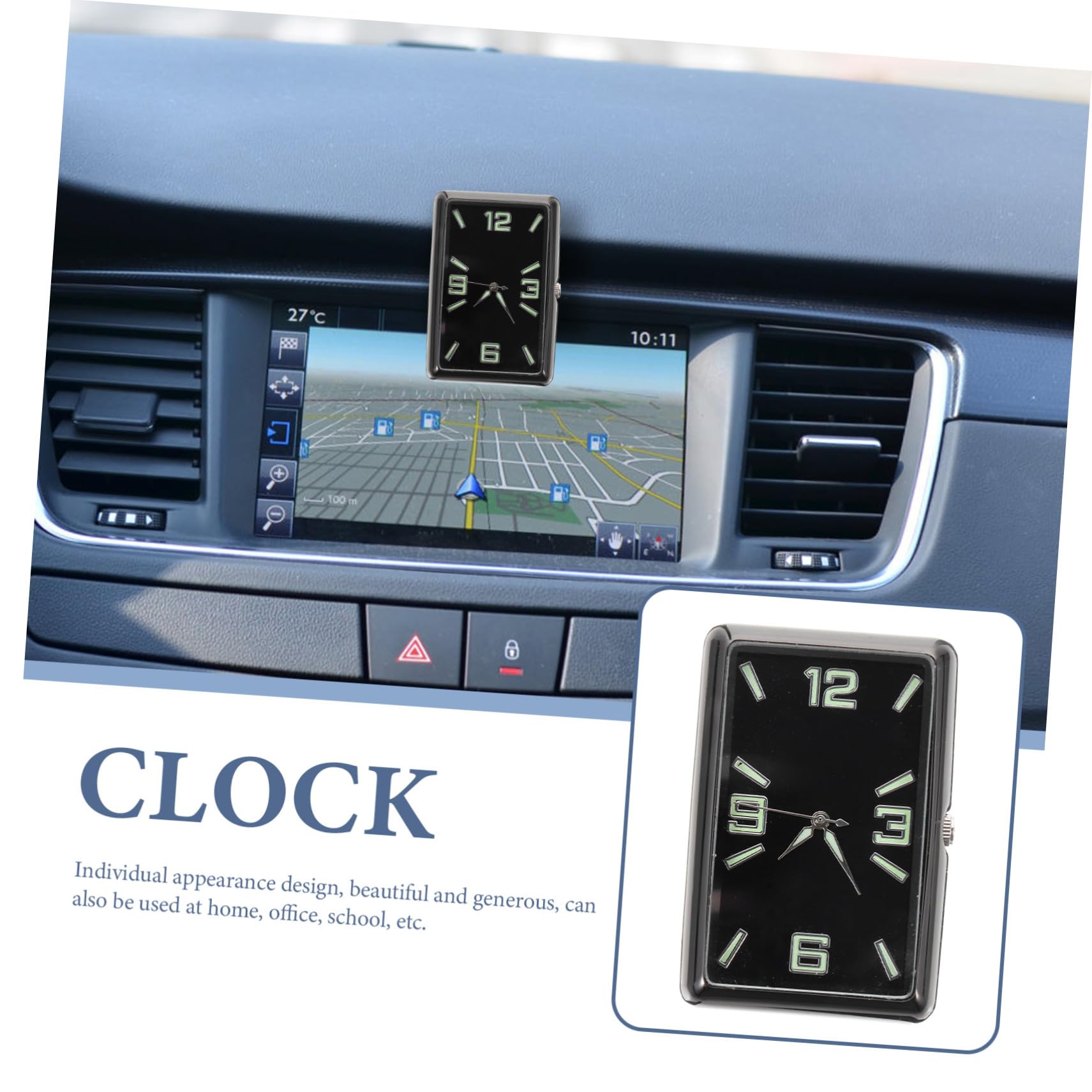 POPETPOP Reloj Cuadrado Tablero del Automóvil en Aleación y Vidrio, Diseño Simple y Elegante, Operación Fácil para Coche