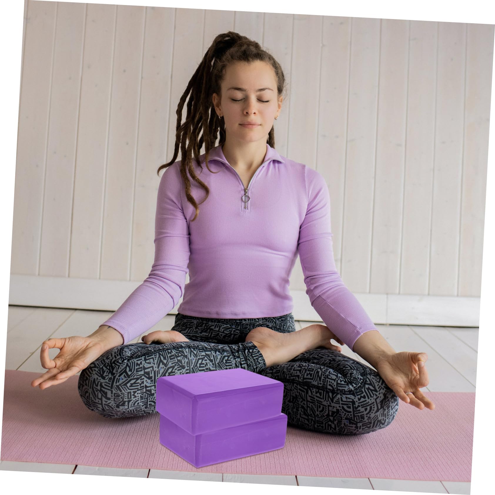Mikikit Blocchi Yoga con Cintura in Eva Leggeri e Facili da Trasportare Set 3 Pezzi per Stretching per Sessioni di Yoga e Palestra