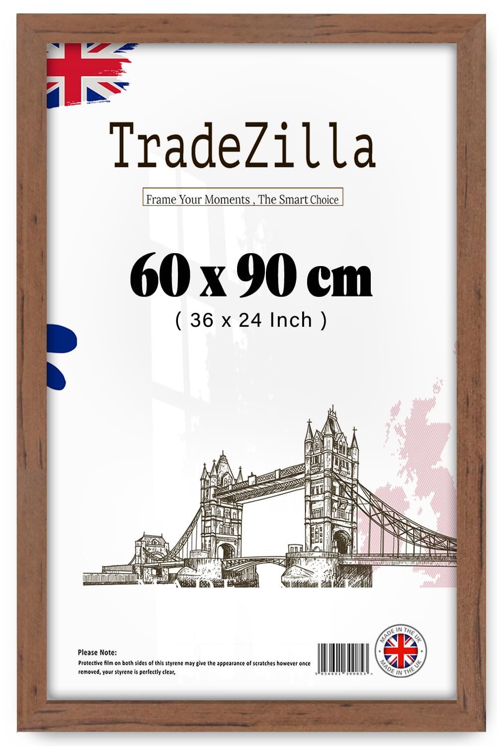 Tradezilla Walnut | Modern 600 X 900 Mm Photo/Poster Frame Shatter-Resistant Perspex | Wall Decoration Photos Canvas Paintings Art Gallery (60 X 90 Cm) [ ]