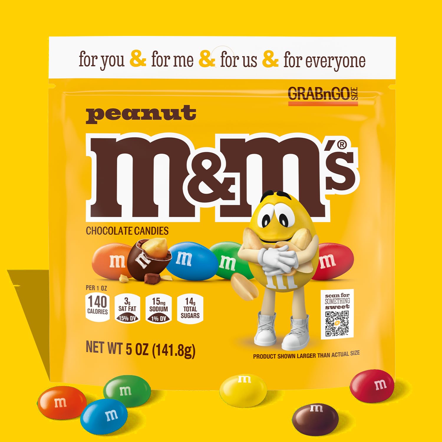 M&M'S Peanut Milk Chocolate Candy, Grab N Go, 5 oz Bag (Pack of 12)