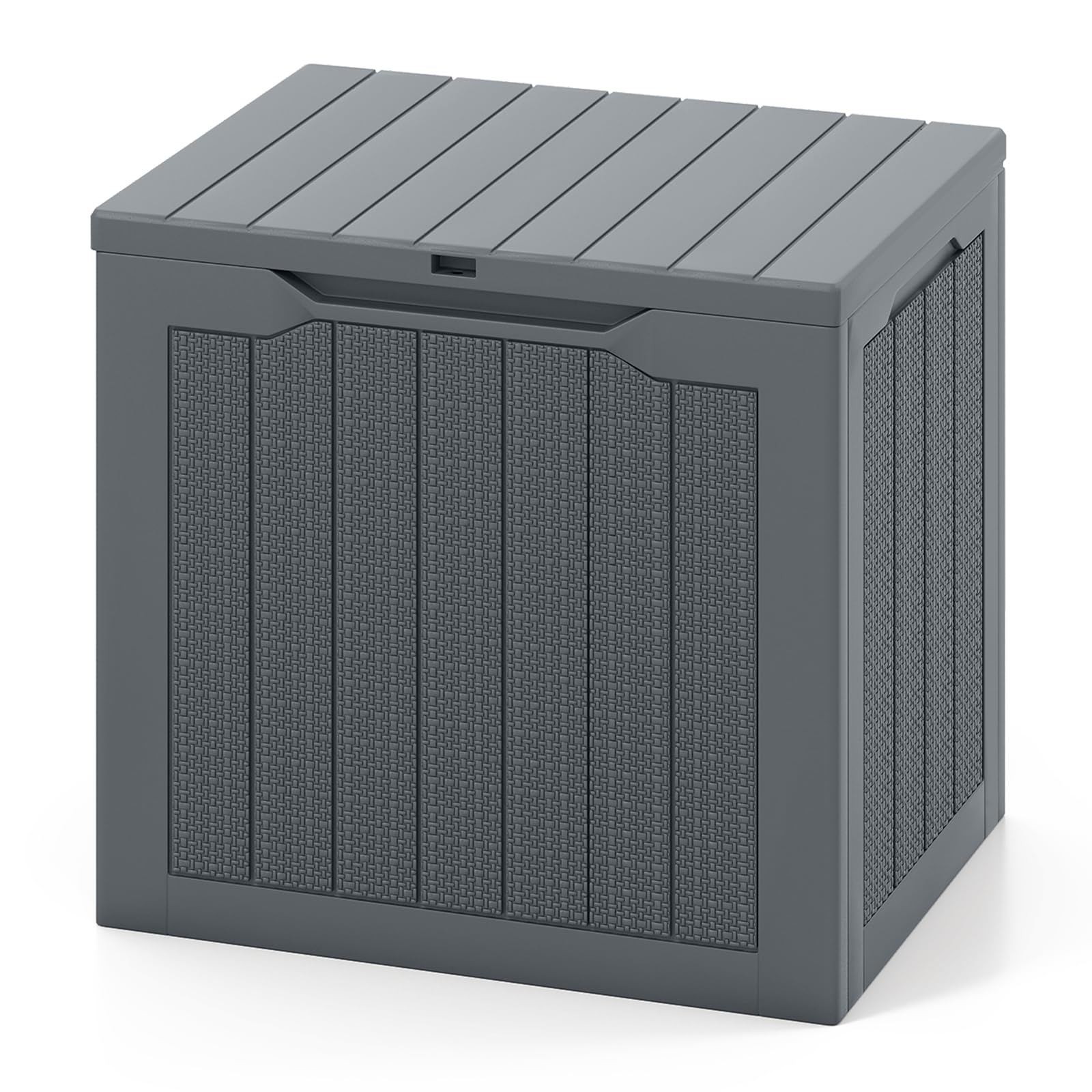 GIANTEX Auflagenbox 106L, Gartenbox mit abschließbarem Deckel, Kissenbox mit Stauraum, Outdoor Schrank, Aufbewahrungsbox Rattan-Optik für Garten, Terrasse und Pool (Grau)
