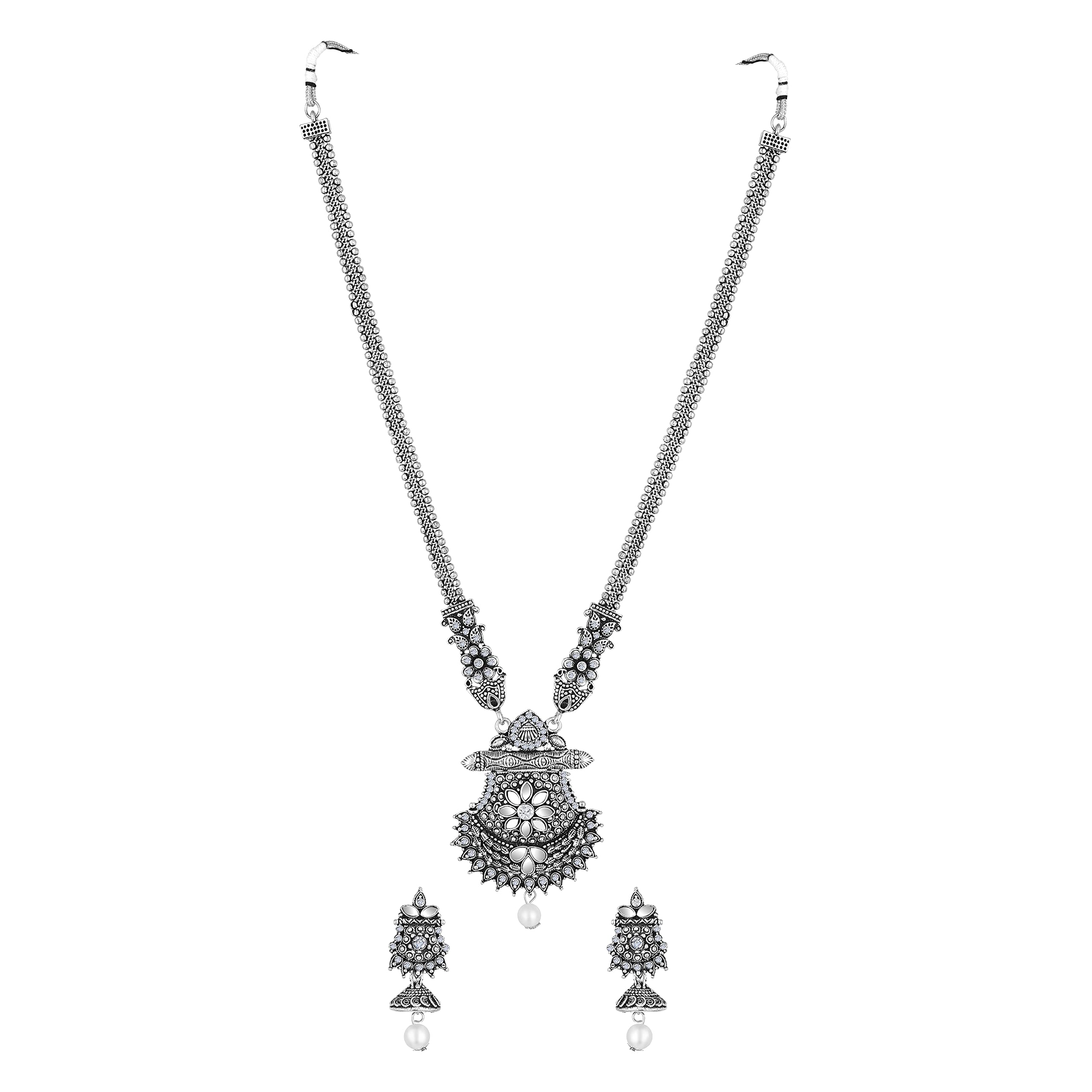 Atasi International Glamorous Oxidised Black Silver Collection Temple Jewellery Necklace Set For Women (RO2082) (B0B8XDYBC5) Amazon Price History, Amazon Price Tracker
