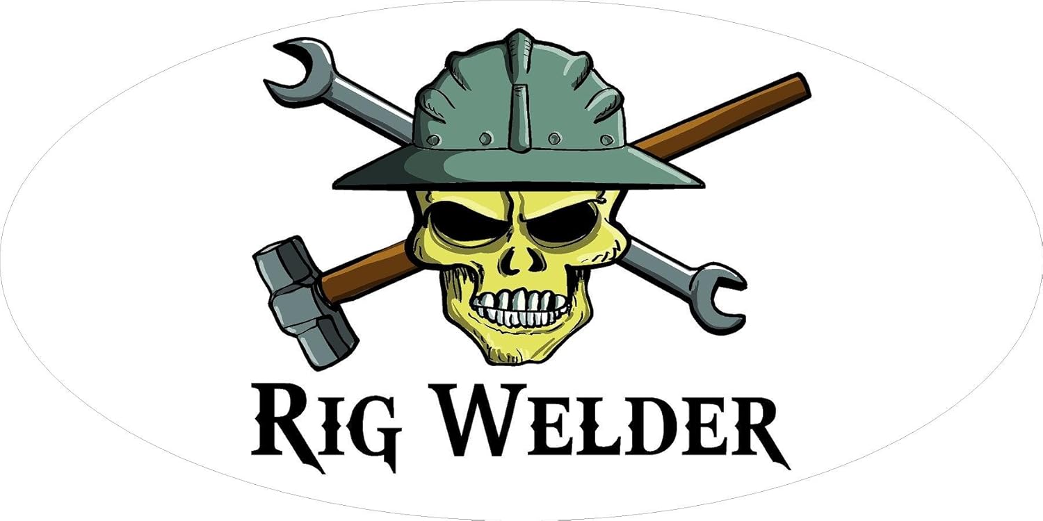 3 - Rig Welder Skull Hard Hat/Helmet Stickers 1 1/2" x 3" H321