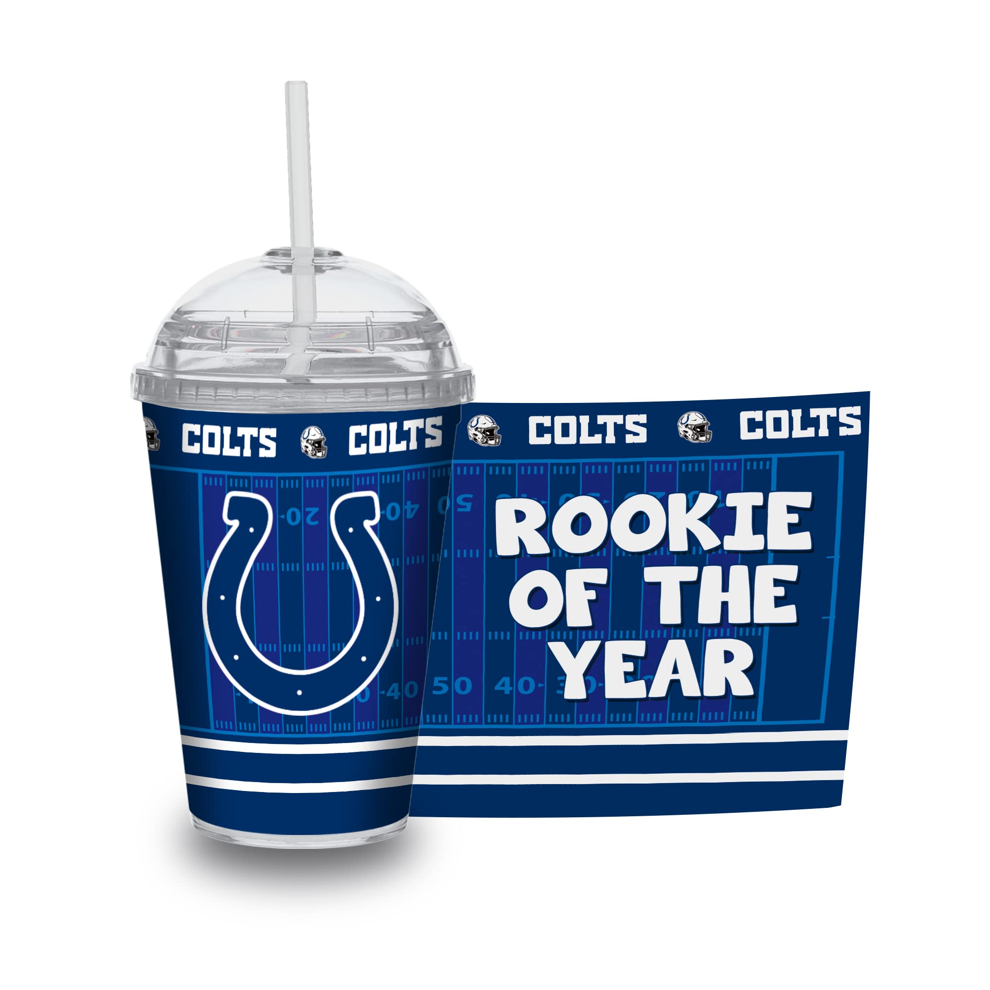 Rico Industries NFL Football Rookie of The Year 12oz Acrylic Tumbler, Youth Tumbler with Swirly Straw
