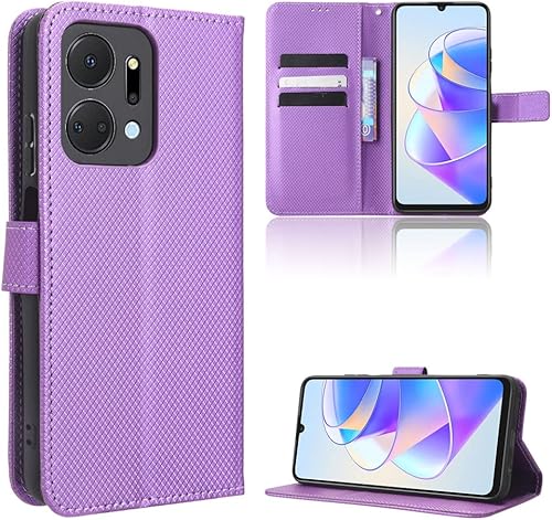 Case for Honor X7a - Funda de piel sintética con tapa para Honor X7a RKY-LX2, color morado