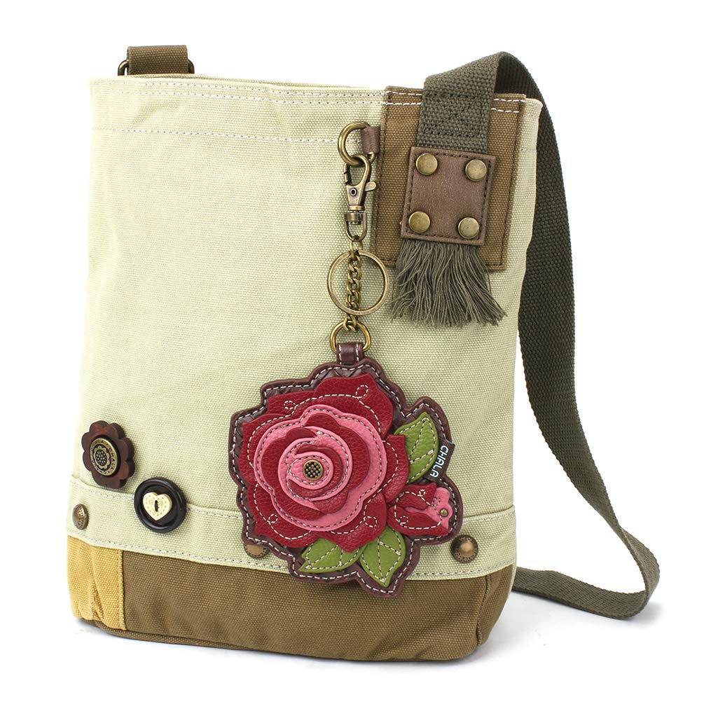 CHALA Patch Cross-Body Women Handbag, Canvas Messenger Bag Olive, Metal Charming Cross - Oliv, Medium — view 9