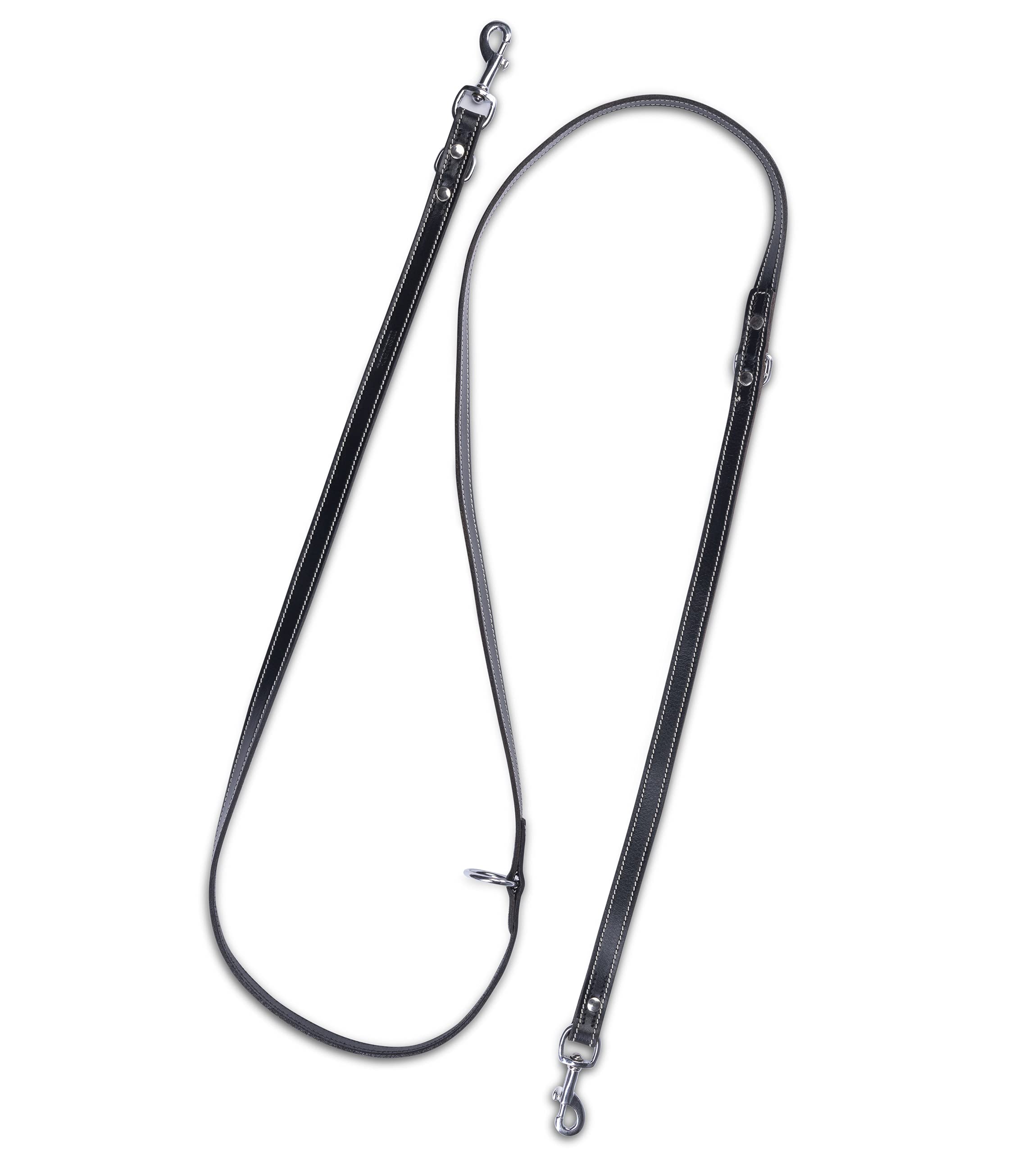 Correa de piel para perros – Correa ajustable de 2,40 m – Correa de piel para perros extremadamente estable con mosquetón de acero inoxidable – Correa de cuero auténtico Sammy (negro)