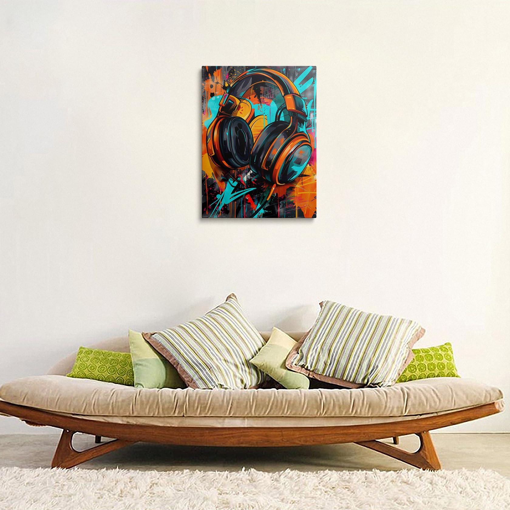 Amazon.com: Headphones Canvas Wall Art Framed Graffiti Music Room
