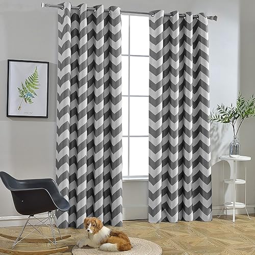 Melodieux - Cortina blackout con ojal superior estilo chevrón