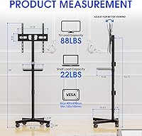 Vista 2 de Soporte de TV móvil para TV de 23 a 60 pulgadas LCD LED OLED de pantalla plana con pantalla curva hasta 88 libras, inclinación y altura ajustable