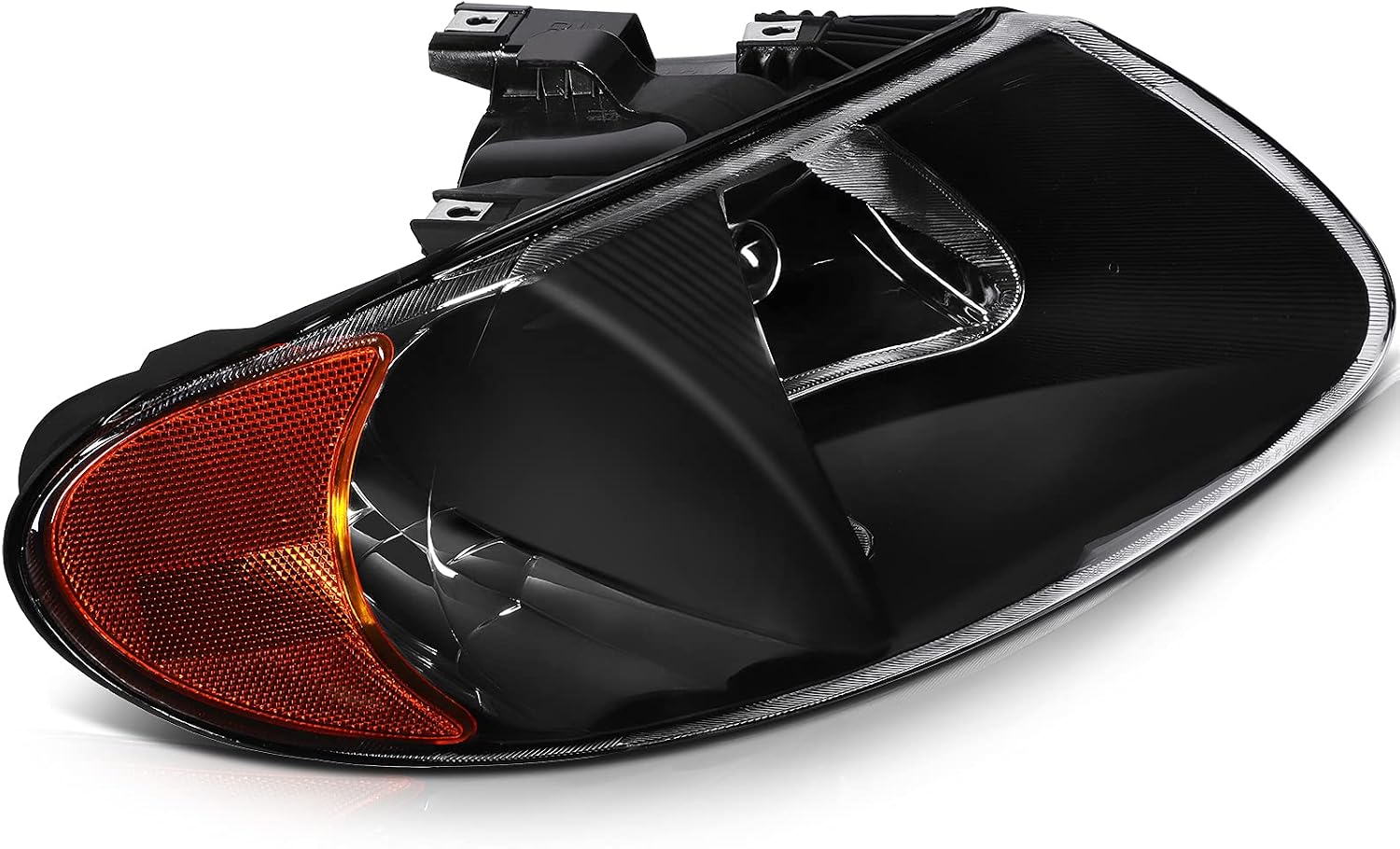 Headlight Assembly For Chrysler Grand Voyager 2001-2002,For Town & Country 2001-2007,For Dodge For Grand Caravan 2001-2007 Replacement Headlamp Black Housing Amber Reflector Clear Lens