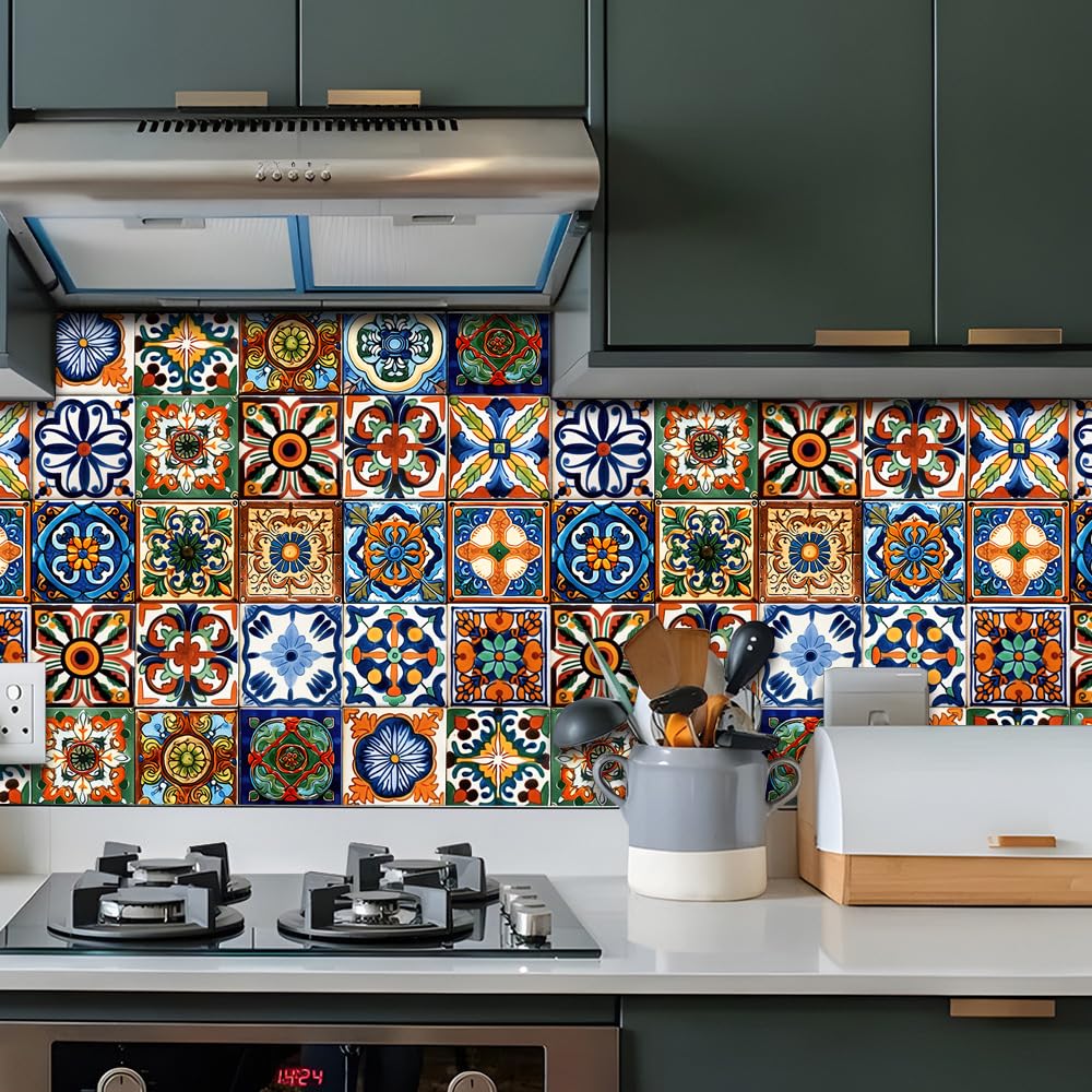 24 Adesivi Per Piastrelle Vintage Marocchine – Impermeabili, Fai-da-te Per Cucina, Bagno E Backsplash, 15x15 Cm