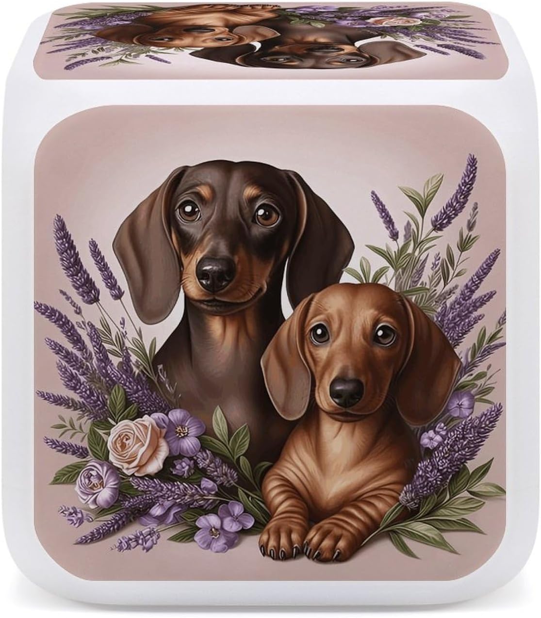 Night Light Alarm Clock, 7 Color Changing, Lavender and Dachshund image 5