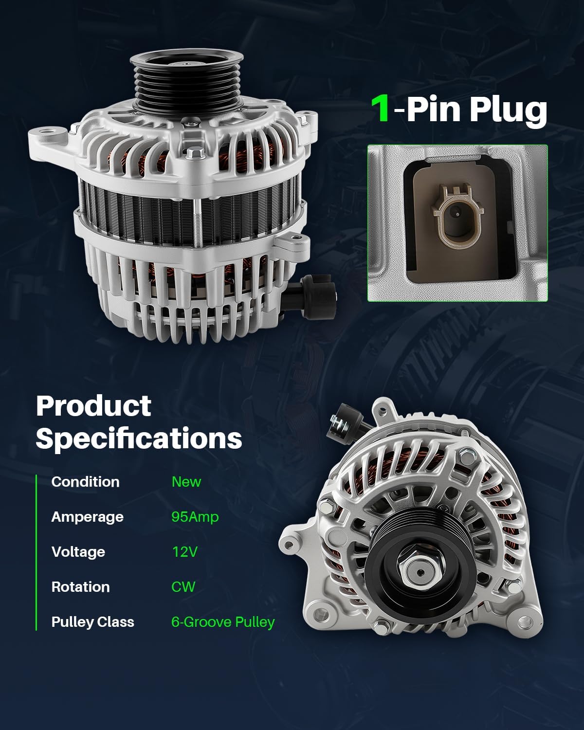 Alternator Fits for Honda Civic 1.8L (2012-2015), for HR-V 2016-2018 (1.8L R18Z1 R18Z9 Engine Only); for Acura ILX 2013-2015 (2.0L R20A5 Engine Only). Replace 11537N, 31100-R1A-A01