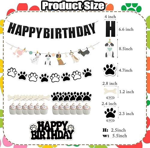 Vista 80 de Cartel con temática de perro feliz cumpleaños, decoración colorida para niños, bebés, perros, suministros de fiesta de cumpleaños Perro