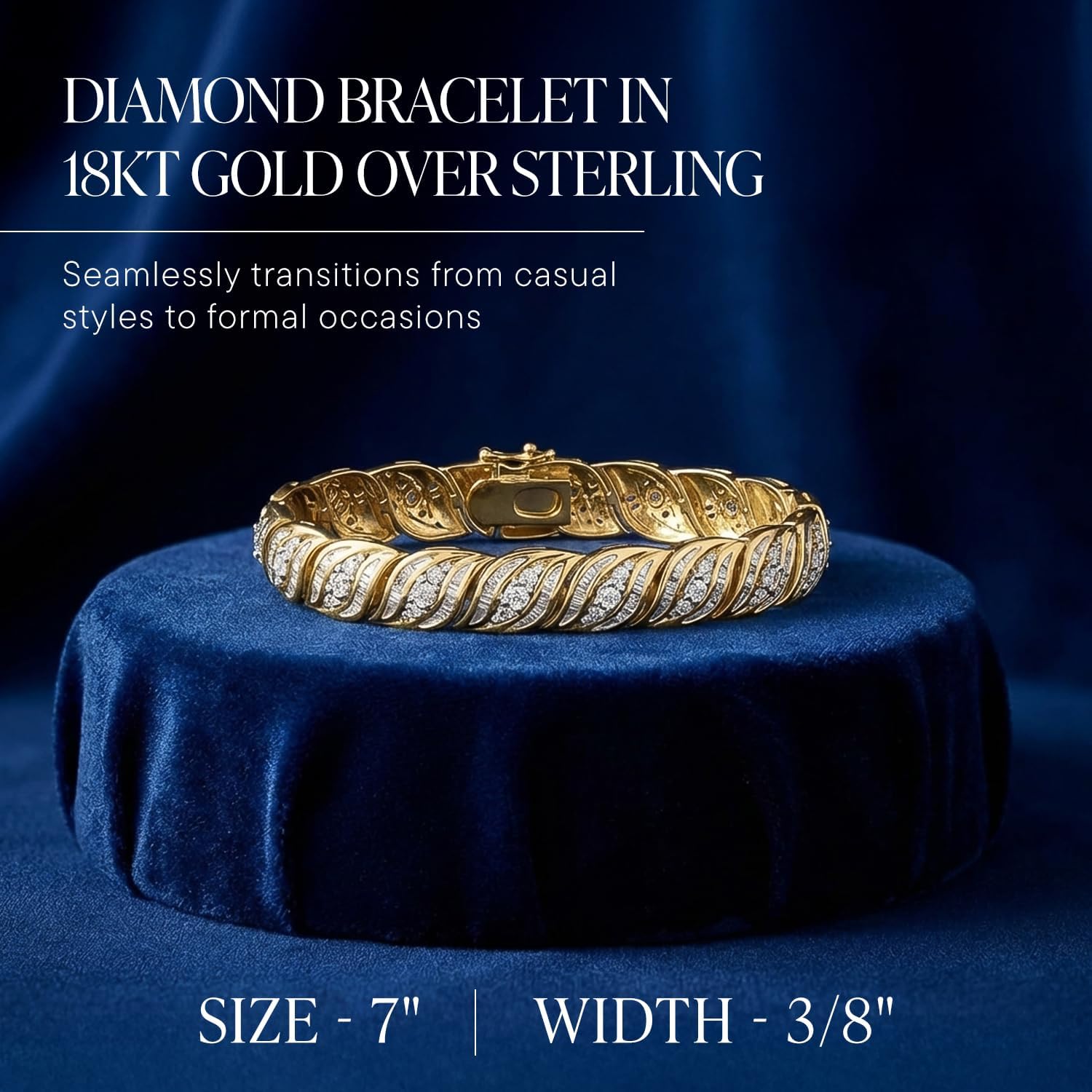 Ross-Simons Diamond Bracelet in 18kt Gold Over Sterling Silver, Elegant Bracelet for Women, Diamond & Gold Jewelry, Christmas, Birthday Gift