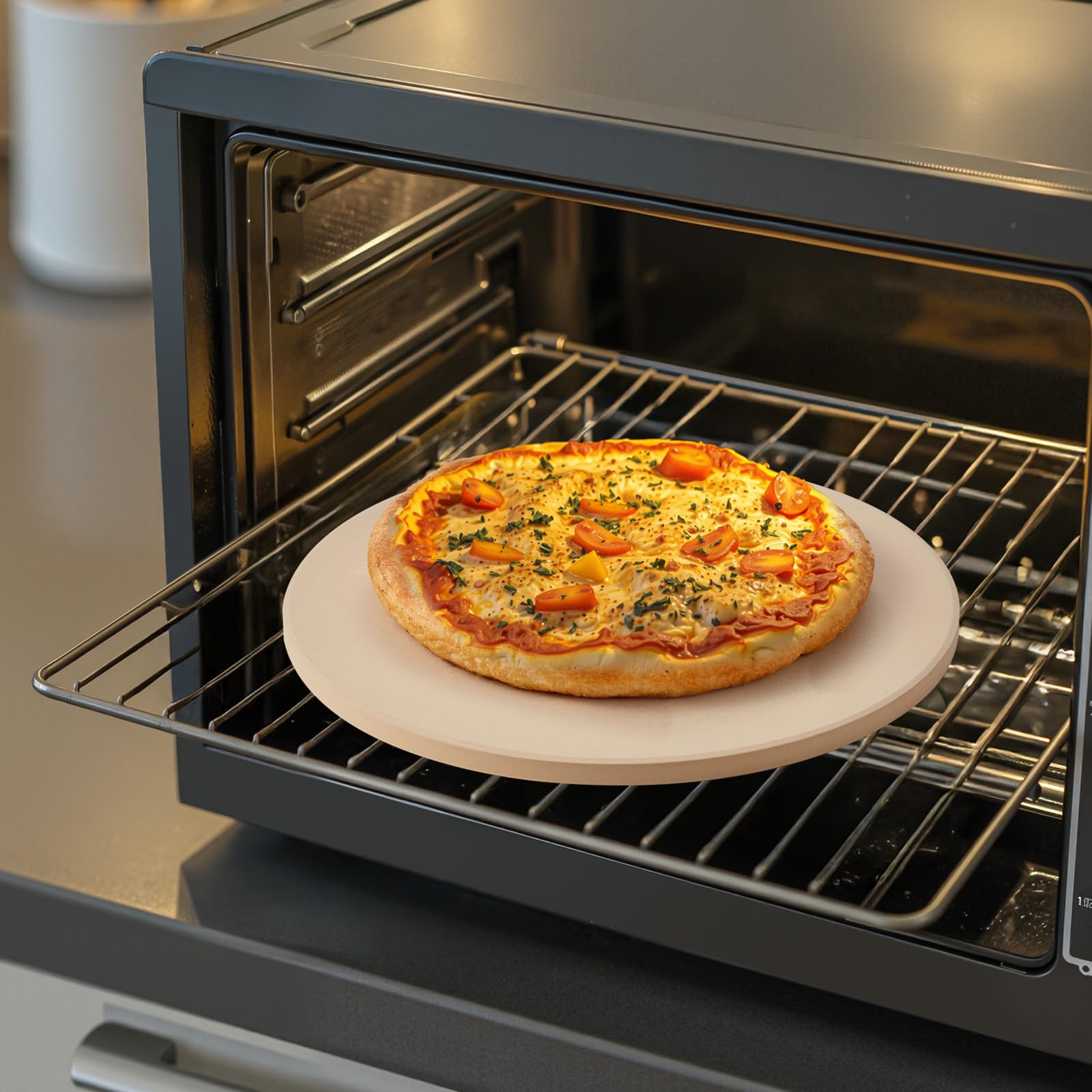 VEVOR Pierre à pizza ronde en cordiérite 38,1 cm, pierre de cuisson extra large avec pelle en aluminium et grattoir PP, résistante à la chaleur, épaisseur 1,7 cm, pour four, cuisson du pain, barbecue