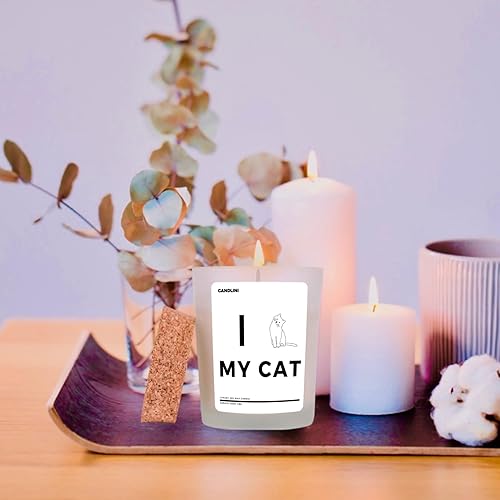 Miniatura 2 de I Cat My Cat - Vela de lujo con mezcla de cera de soja y vainilla, regalo único y divertido para los amantes de los gatos, caja de regalo incluida