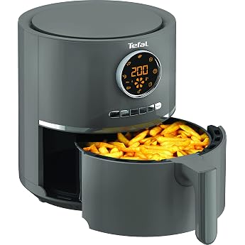 tefal ultra fry hot air fryer air fryer frying roasting grilling baking 4.2 l for 6 people 8 cooking programs digital display energy saving healthy fryer without oil gray ey111b