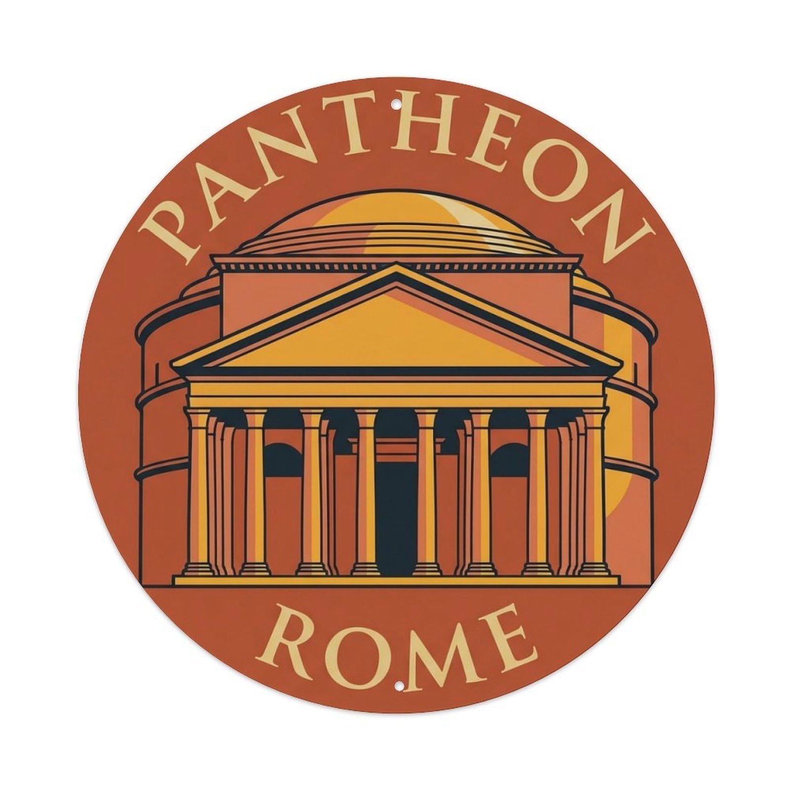 Fqnyr Style Vintage Travel Pantheon Rome Temple Metal Tin Sign