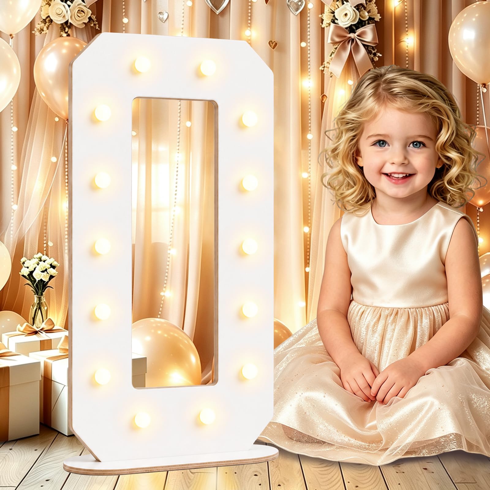 Large 44CM White Wooden Light Up Letters O for Birthday Party Decorations — image 1
