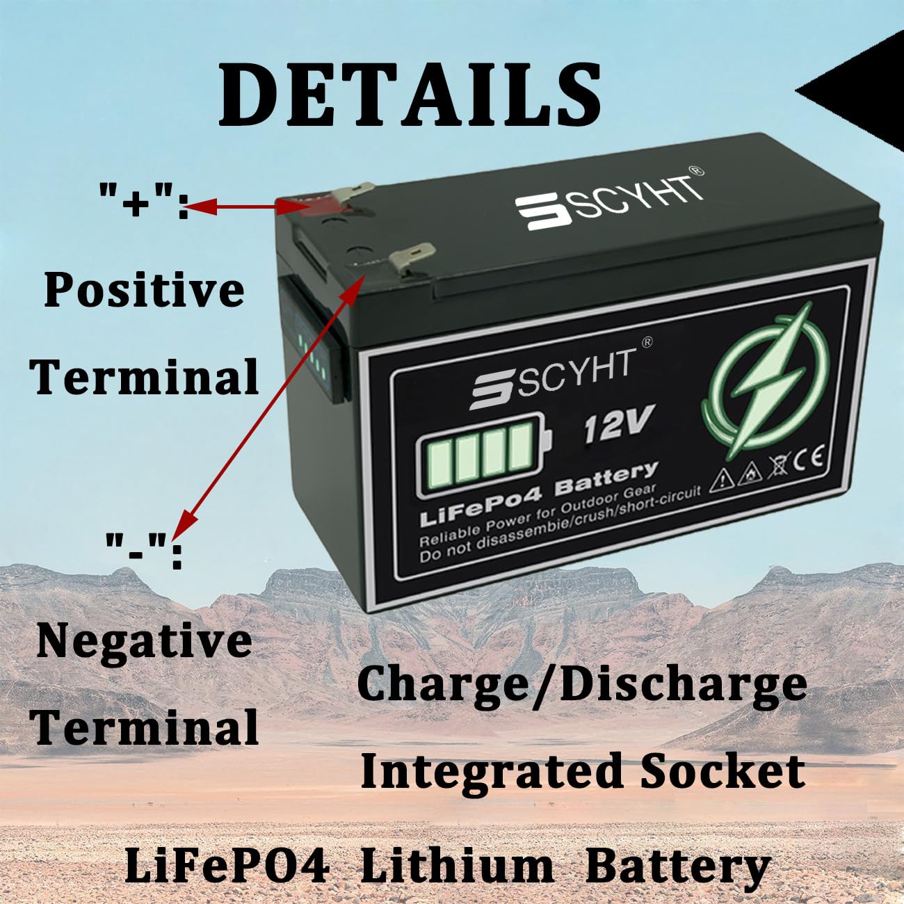 Akumulator LiFePO4 12V 10Ah 8Ah 6Ah Akumulator litowy 12Ah Akumulatory wielokrotnego ładowania do zasilania awaryjnego do silnikowego 50W - 150W z systemem BMS,12v8ah 64mm