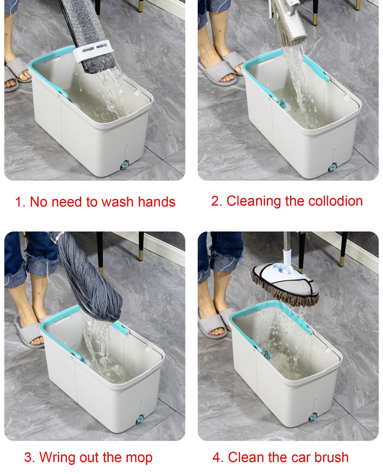 Juego de fregona giratoria y Cubo, fregona giratoria de Microfibra con 2 Almohadillas, Pedal Giratorio y Cubo con escurridor para la Limpieza de Suelos - Ideal para el hogar y la