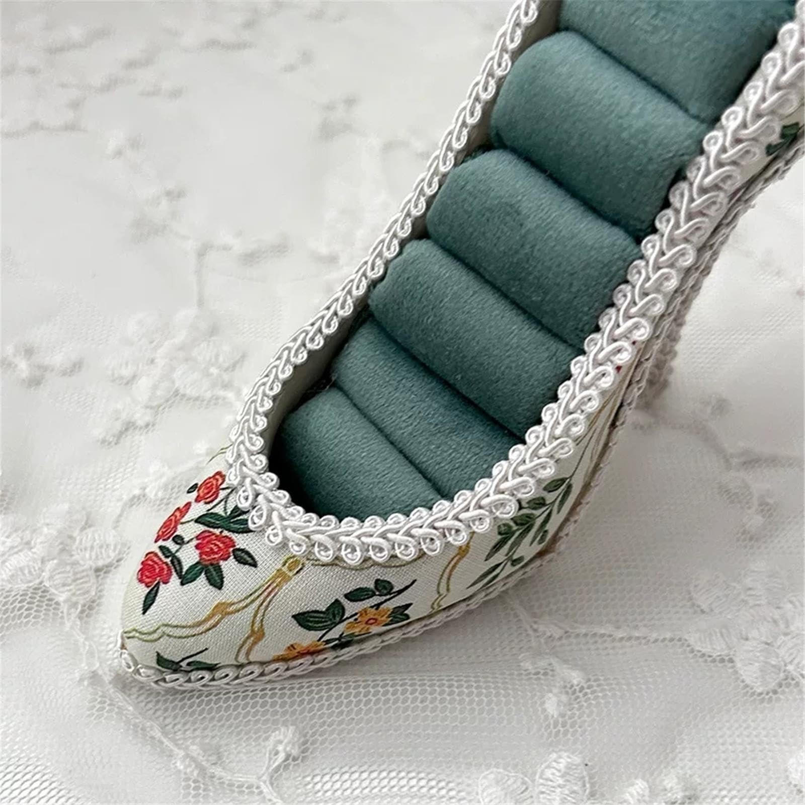 YDYDTTKD Soporte para presentación de joyería, Soporte para Anillos de Telas con Forma de Zapato de tacón Alto