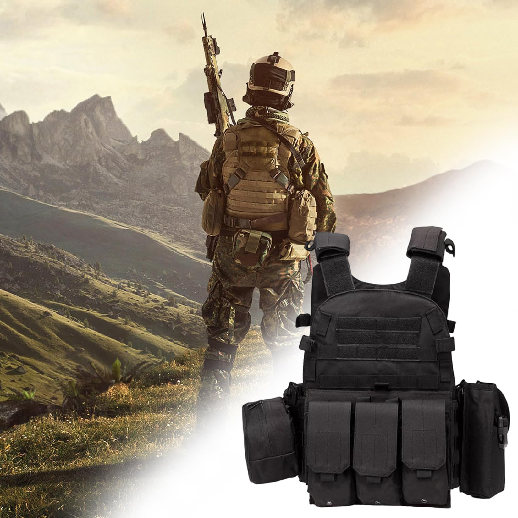 Multifunktionale Molle-Airsoft-Weste, verstellbar, atmungsaktiv – Paintball-Plattenträger für das Training von Sicherheitskräften im Freien