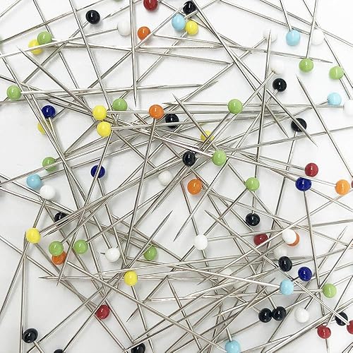 Miniatura 12 de Benvo 250 alfileres de costura con cabeza de perlas de plástico, alfileres rectos para acolchar de 1.496 in, cabezales de bolas multicolor con caja