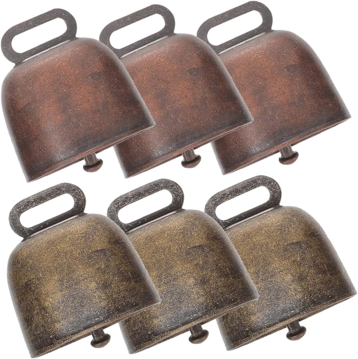 2sets 6pcs Copper Cattle Bells Ornaments Wear Resistant Cow Bells for Pets DIY Crafting Accessories Antique Finish 6pcs*2