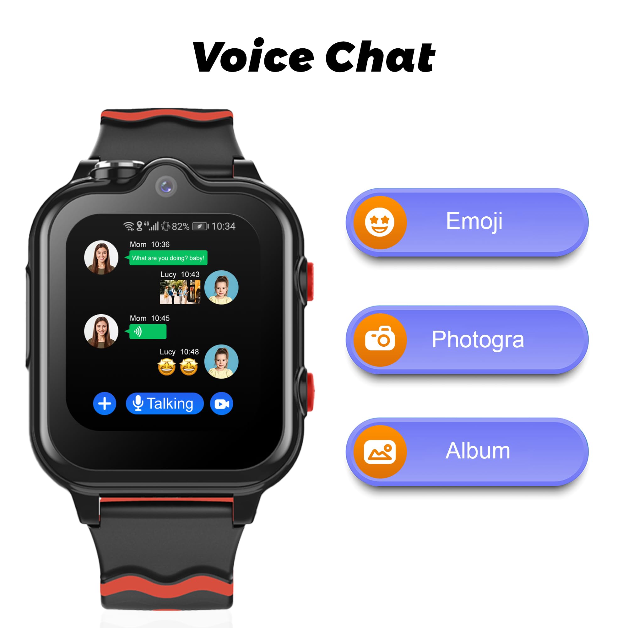 Carneedi Smartwatch Bambini GPS 4G Orologio Intelligente con WiFi Videochiamata SOS fotocamera Messaggio Modalità Classe Lettore Musicale Notifica Vibrazione Orologio Telefono per Ragazzi e Ragazze