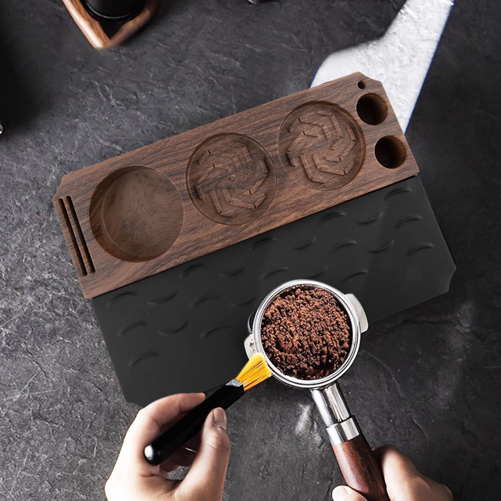 Per Espresso Tamper Station, effetto legno, antiscivolo, 58 mm, per
