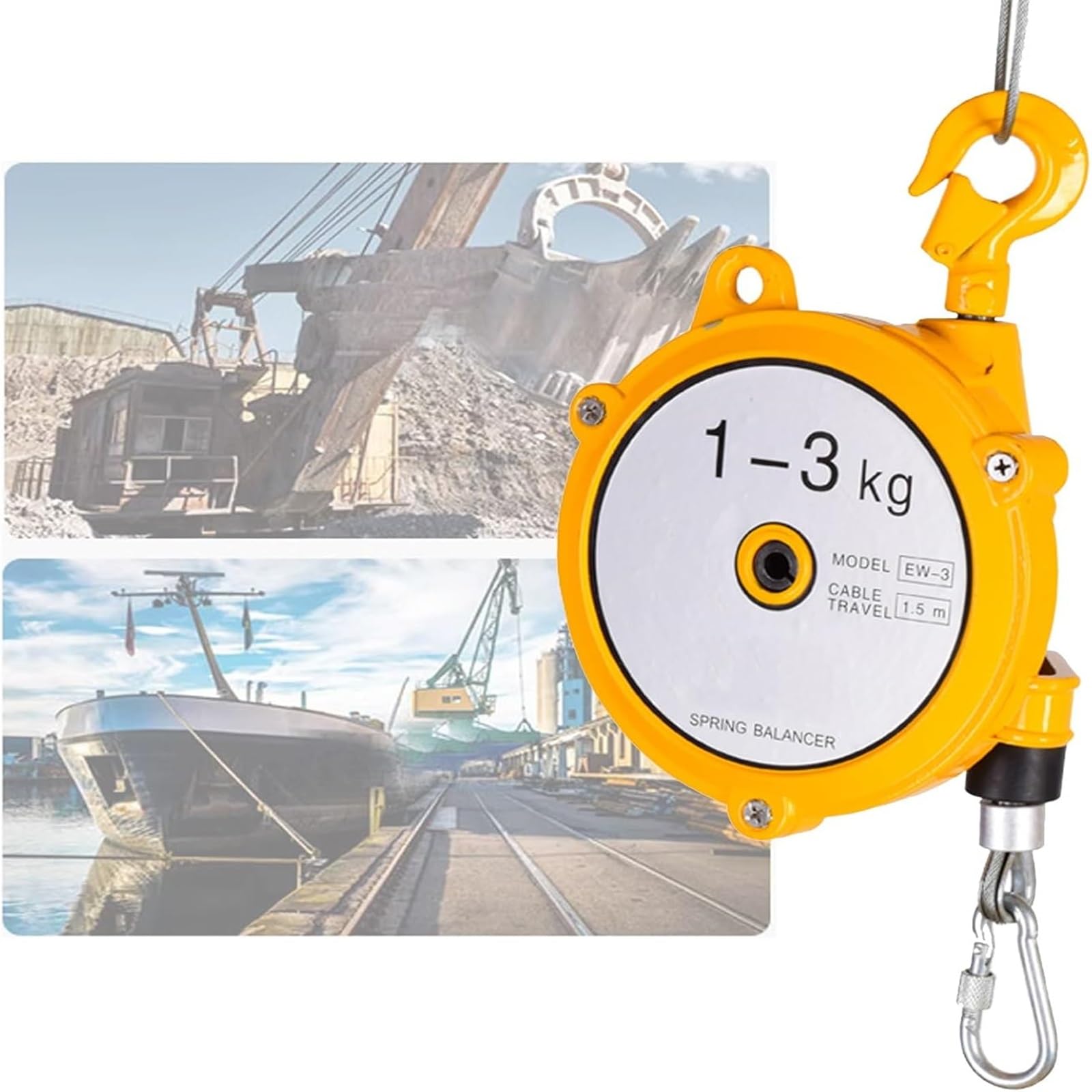 HYQOUKLR Telescopic Spring Balancer, Spring Balancer Aluminum Retractable 1.5m Wire Rope Adjustable Tension 3-200kg(3kg)