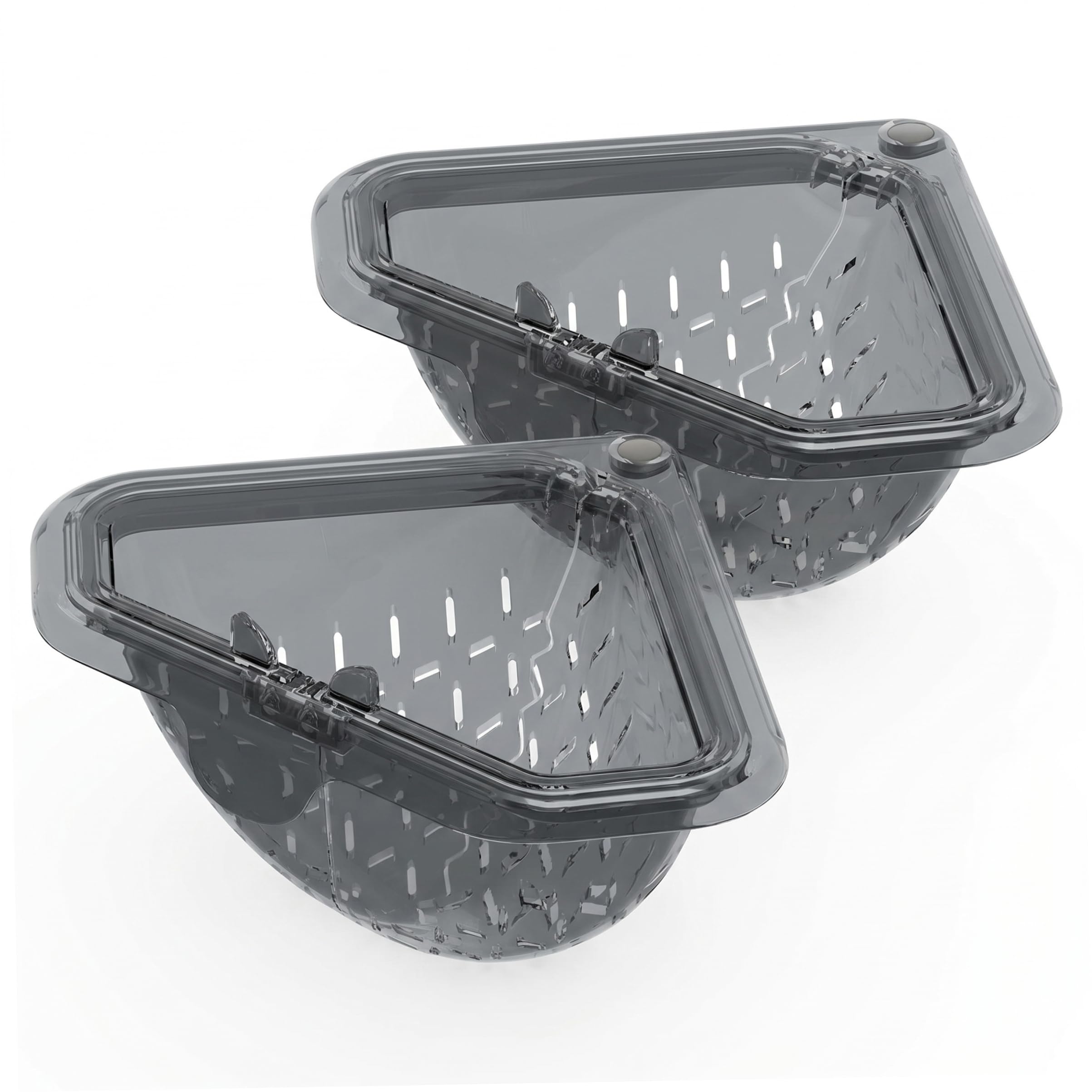 Xoeryoy Magnetic Corner Sink Strainer, 2PCS Plastic Corner Sink Strainer, No-drill Triangle Drain Basket For Food Waste, Transparent Gray