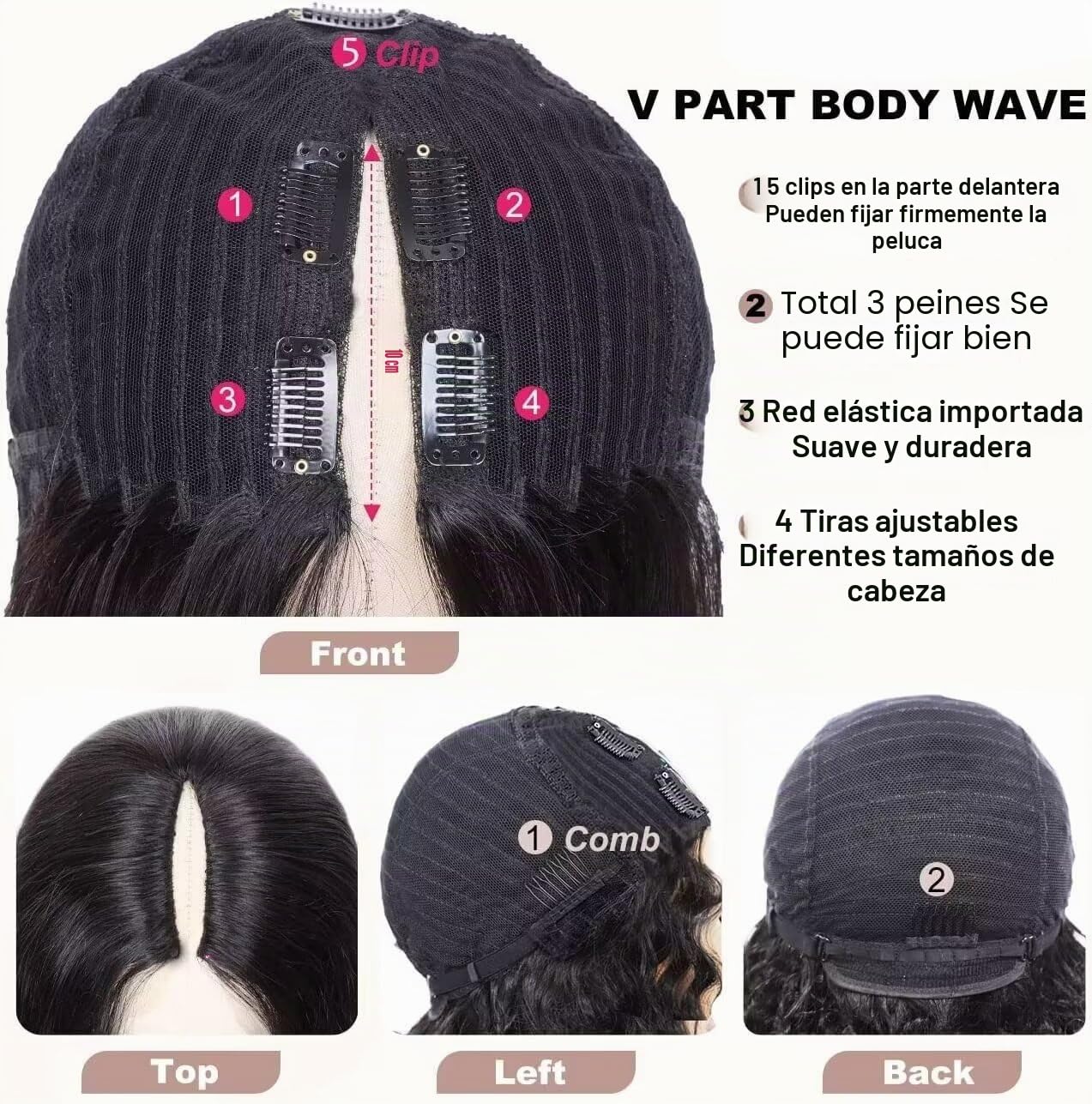 V Part Wig Human Hair Body Wave Peluca Mujer Pelo Natural Humano Glueless Wig Human Hair 180% Density Full Head Clip Upgrade U Part Wig Human Hair No Lace Front Pelucas Cabello Humano 22 Pulgadas