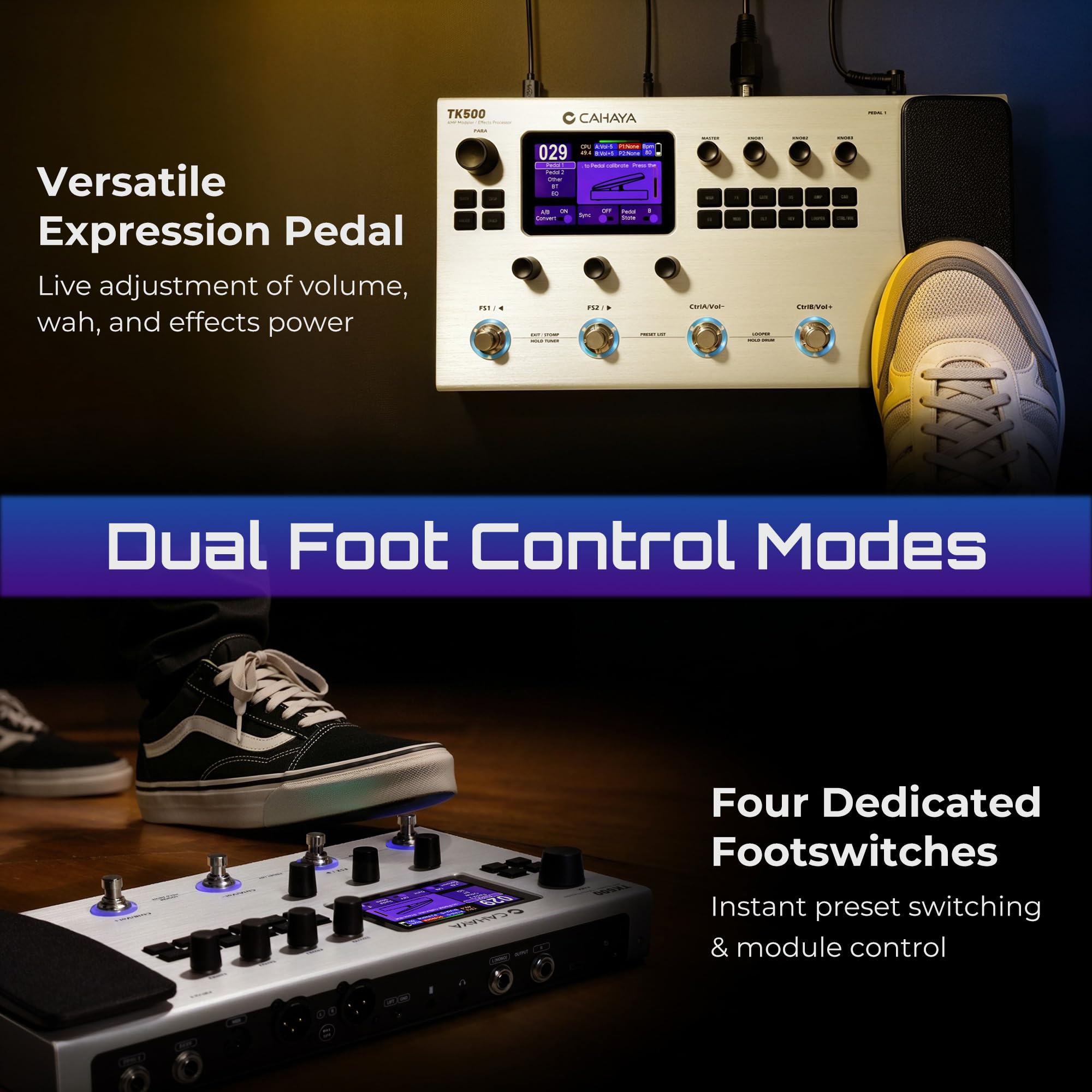 CAHAYA Pedaliera per chitarra multieffetti: qualità professionale con 320 effetti, 120 modelli di amplificatori, simulazioni di cabinet Looper IR, processore multi effetto, pedaliera per chitarra