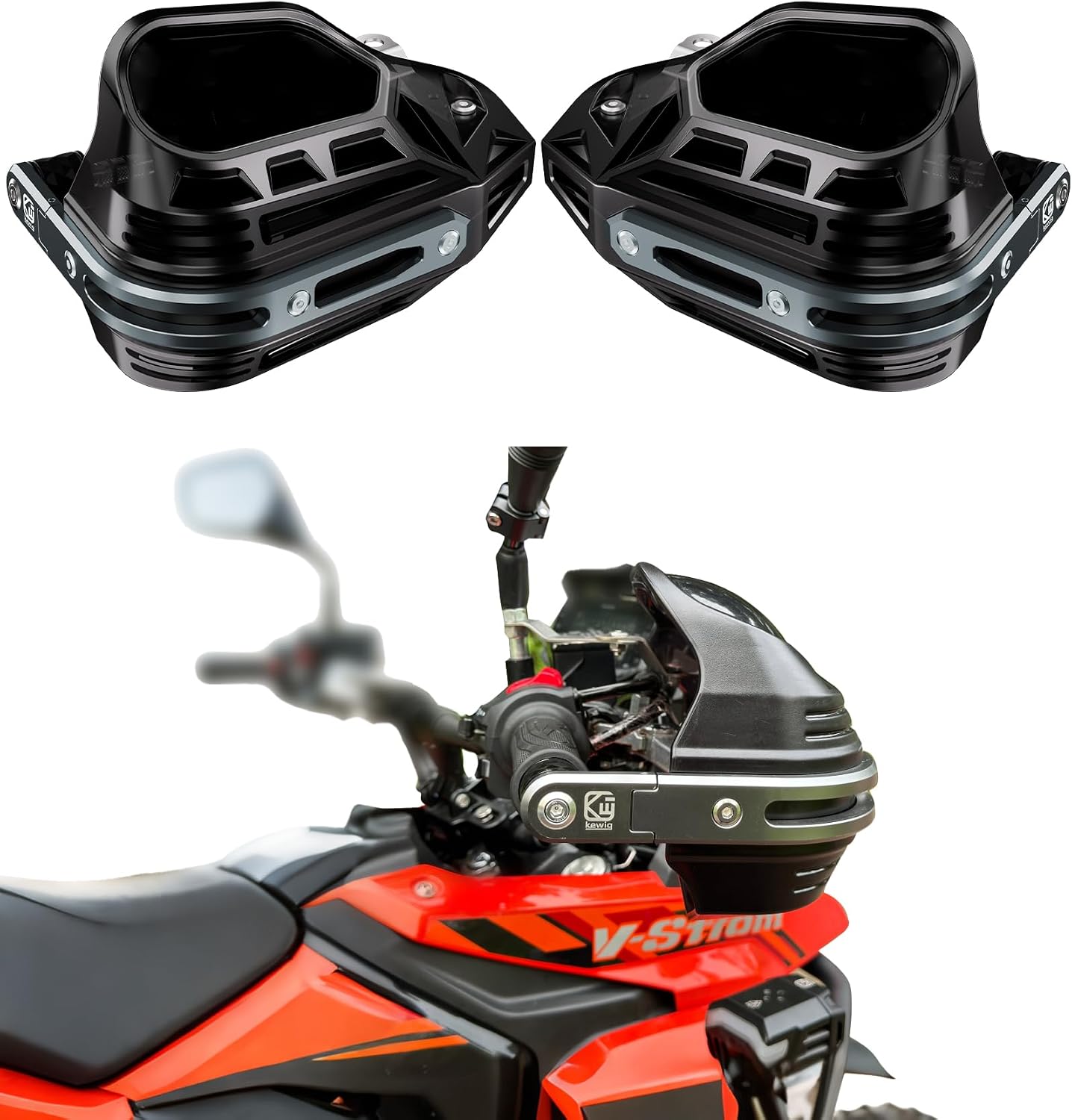 Kewig Thickened Motorcycle Riding Hand Guards for 7/8" to 1-1/4" Handlebars