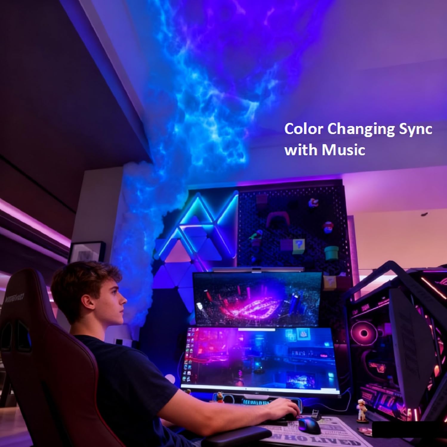 Smart 3D Thundercloud LED Light,Colorful Atmosphere Changing Sync with Music,DIY Creative Cloud Light for Ceiling Gaming Room Bedroom Bar Club Decor,Recommended Layout 20 to 22 Square Feet