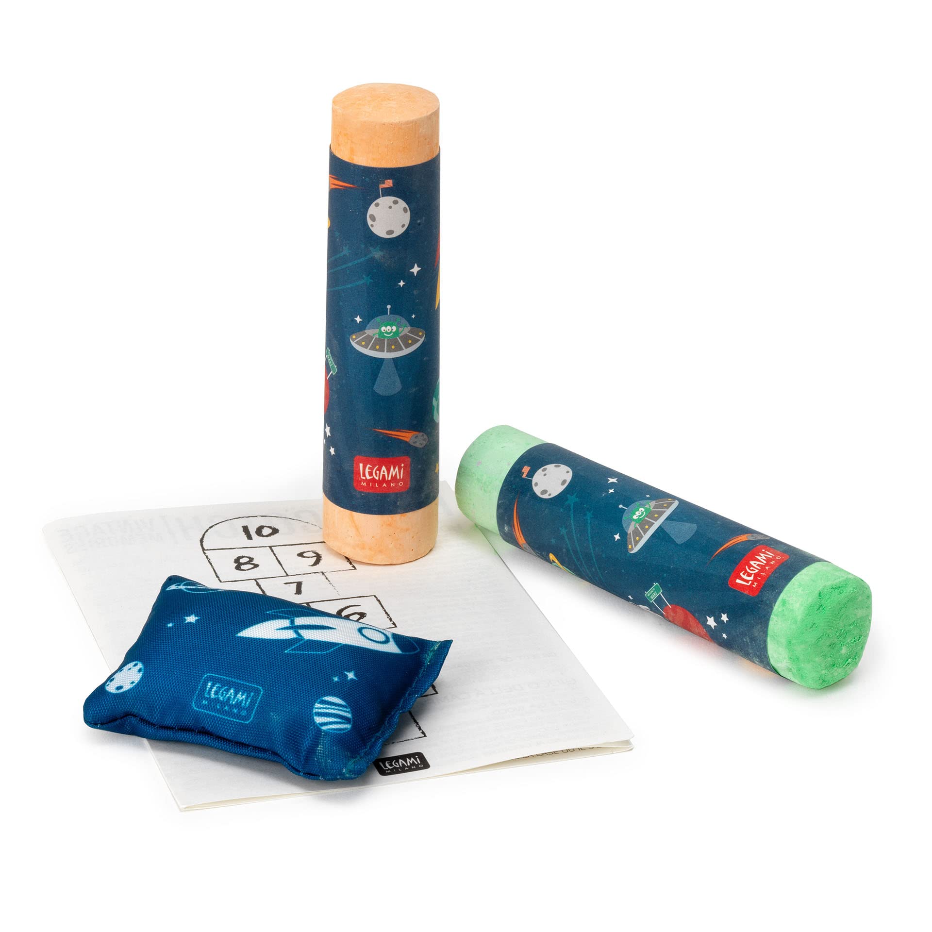 Legami - Gioco Della Campana, Scatola riutilizzabile con 1 Segnalino e 2 Gessi colorati, 13x10 cm