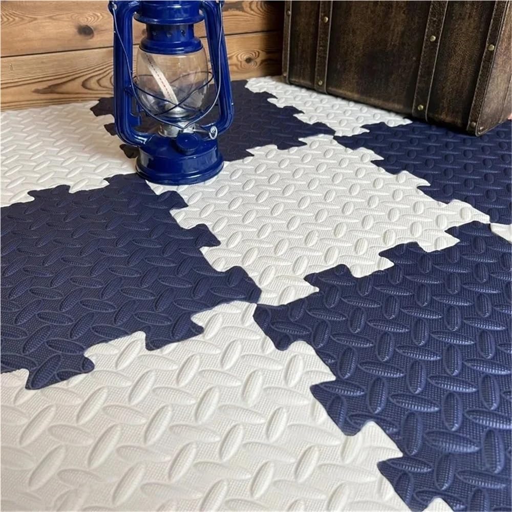 8 pezzi 30 * 30cm Tappetino puzzle, Tappetino da gioco Tappetino, Tappetino in schiuma EVA for attività in camera(Blue White)