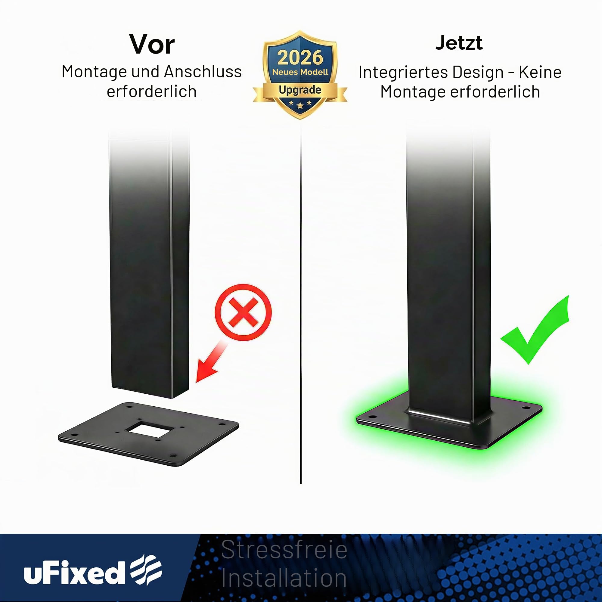 EV Ladesäule mit Dach – Wetterfester Standfuß für Wallbox, geeignet für Tesla Gen3, Mobile Connector & Typ 2 / J1772 Ladegeräte | EUIPO Reg. Nr. 015116807-0001