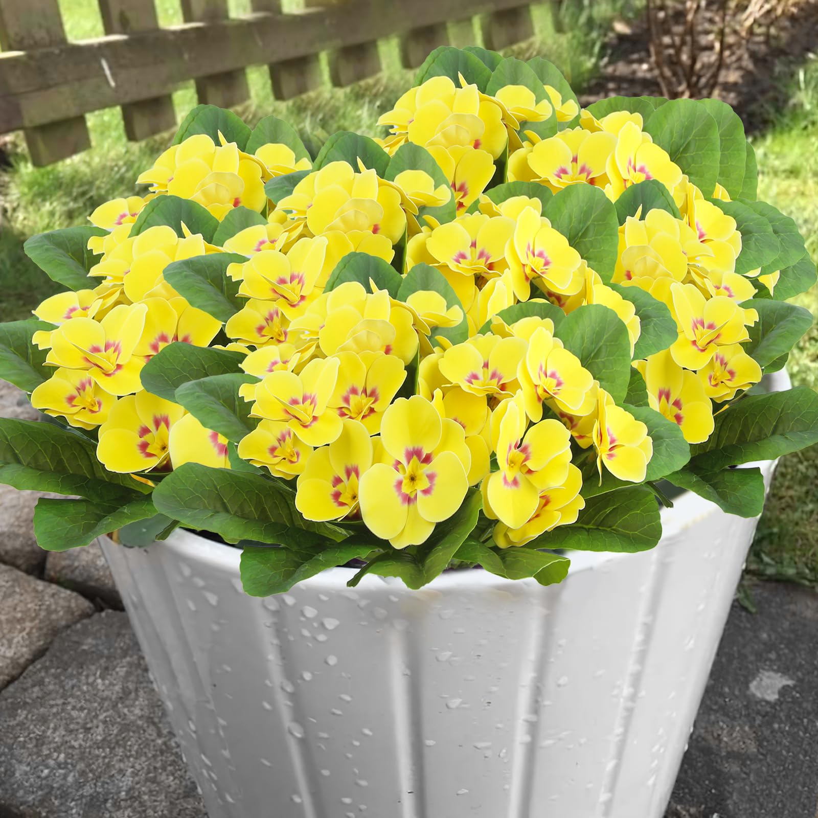 CITYES 4 x künstliche Blumen, Frühlingsblumen, gelb