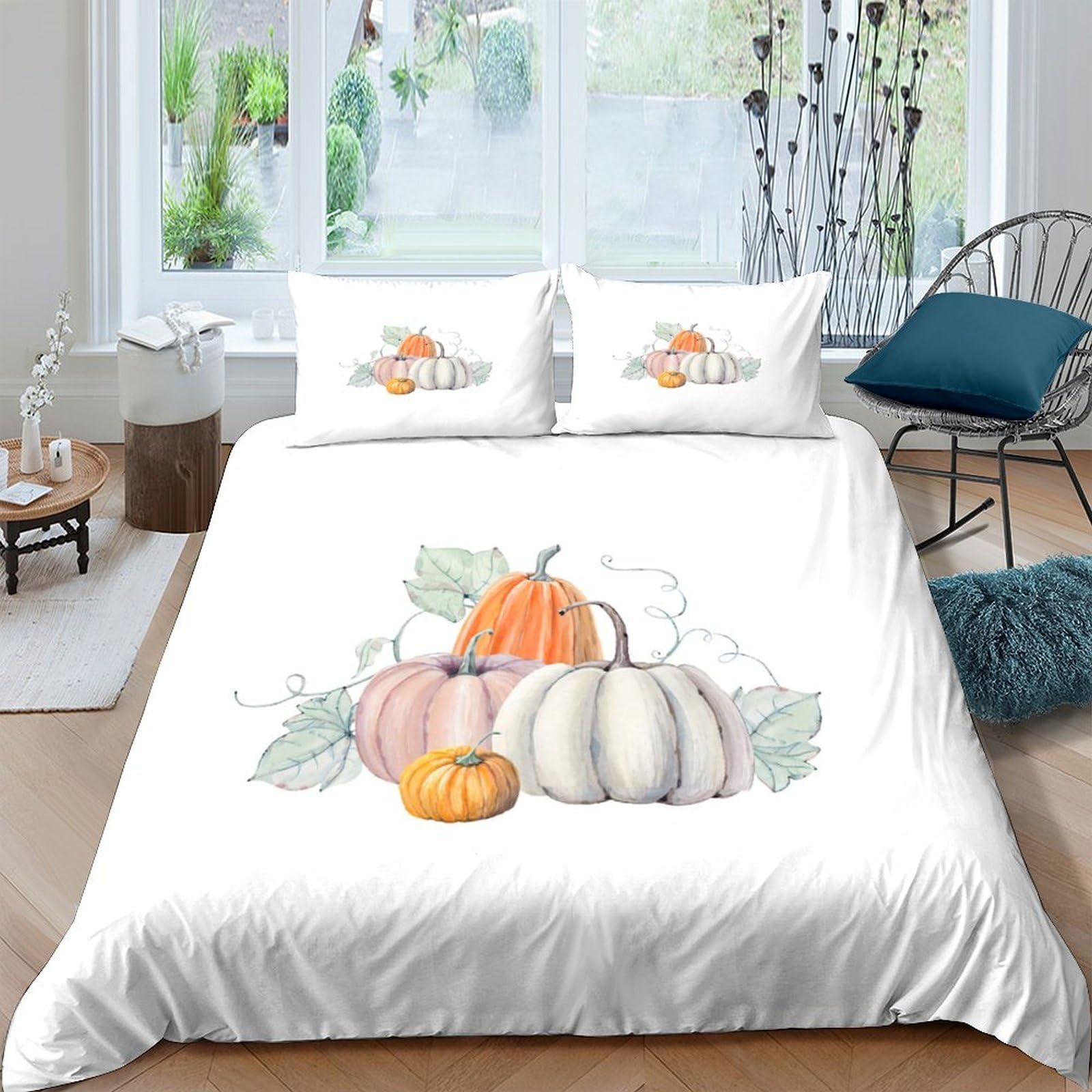Ctjqhvkz Style-8 3D Printed Pumpkin Harvest Fitted Sheet Microfiber Autumn Decor Bed Cover For Bedroom Guest Room Easy Care Single（135X200cm）