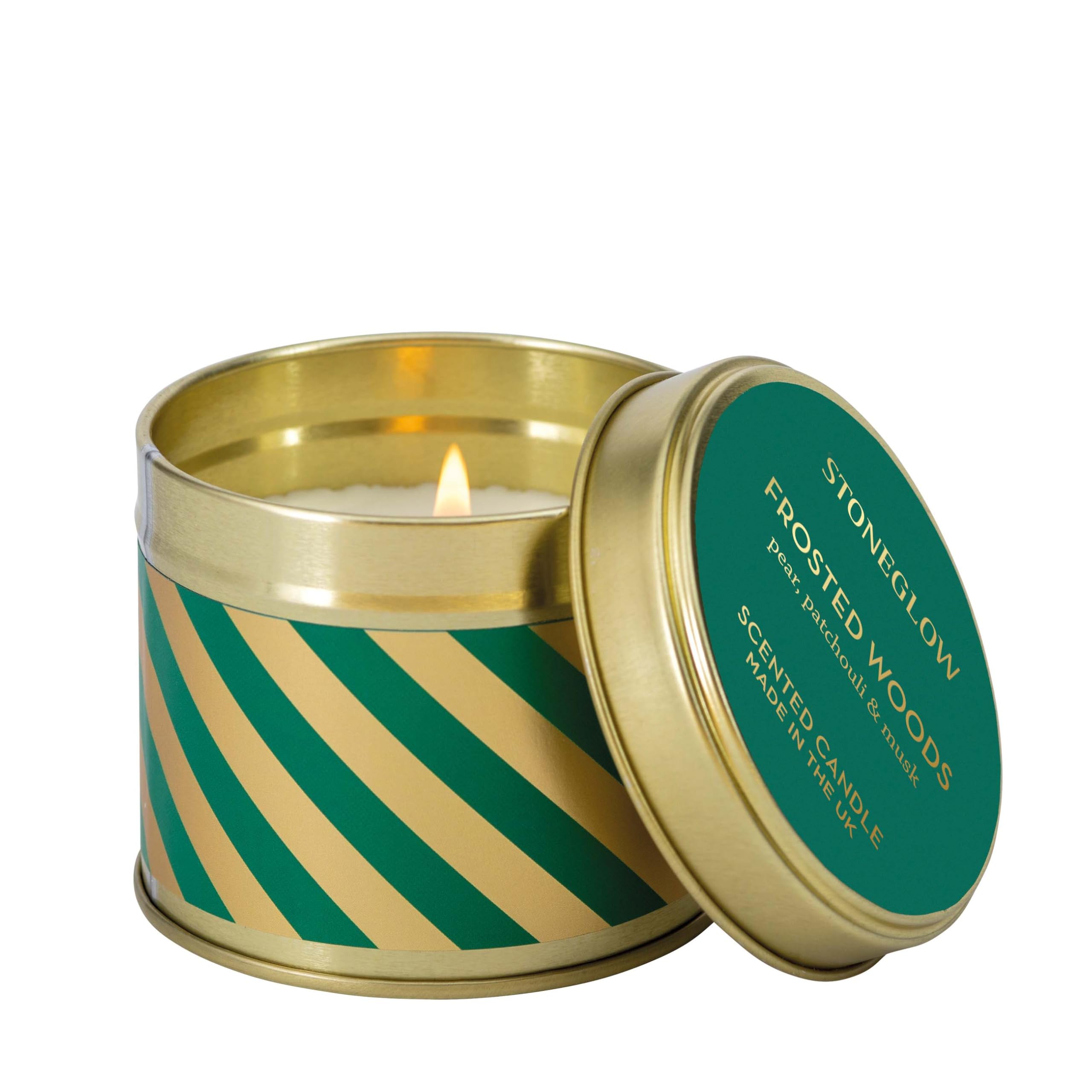Stoneglow Green Seasonal Collection - Frosted Woods - Pear, Patchouli & Musk - Scented Candle Tin
