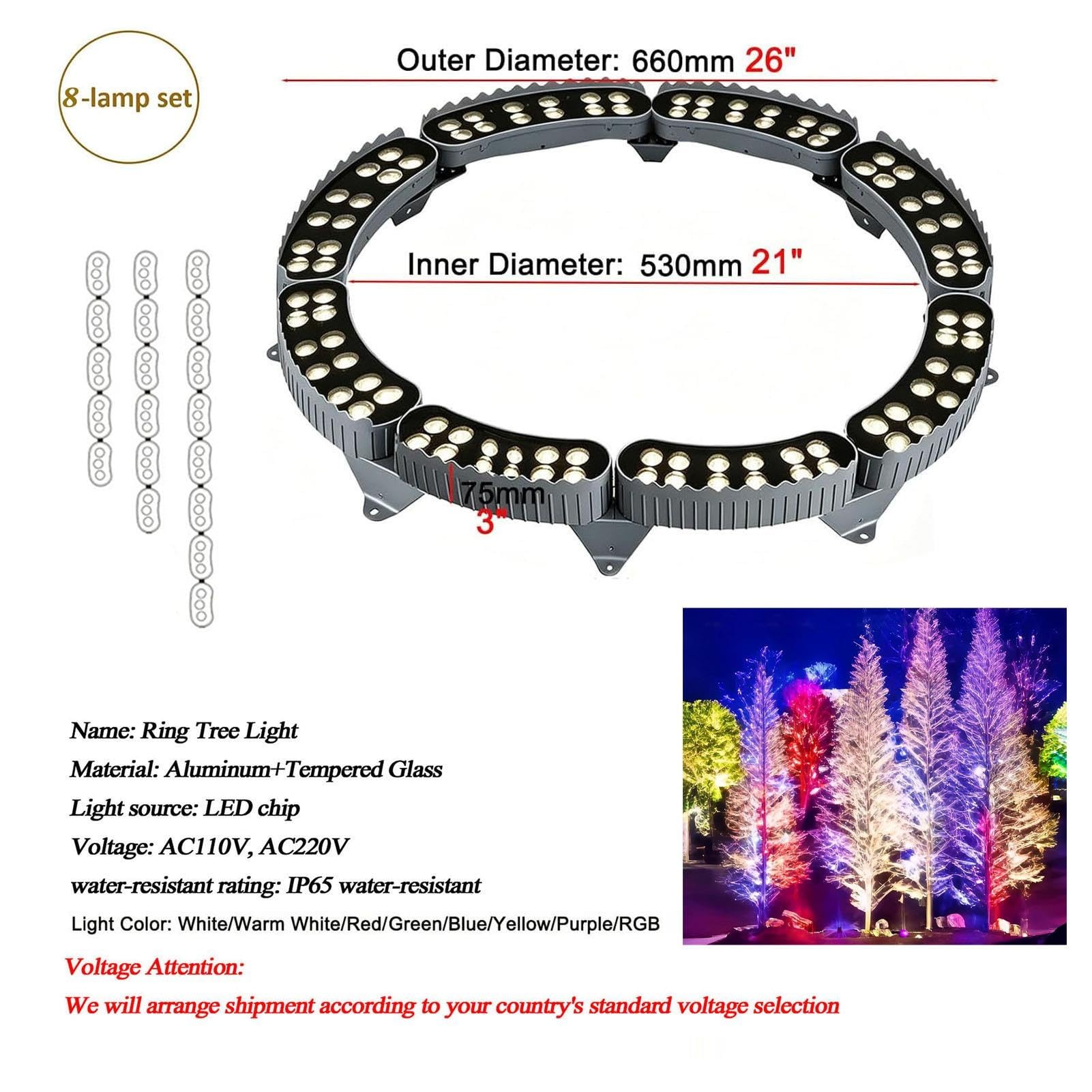 Luci per alberi ad anello per esterni Illuminazione a LED per il paesaggio
