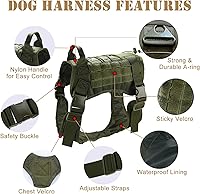 Vista 1 de Arnés táctico para perro, arnés para perros medianos sin tirones, con paneles Molle y bucle, chaleco militar con asa resistente para entrenamiento