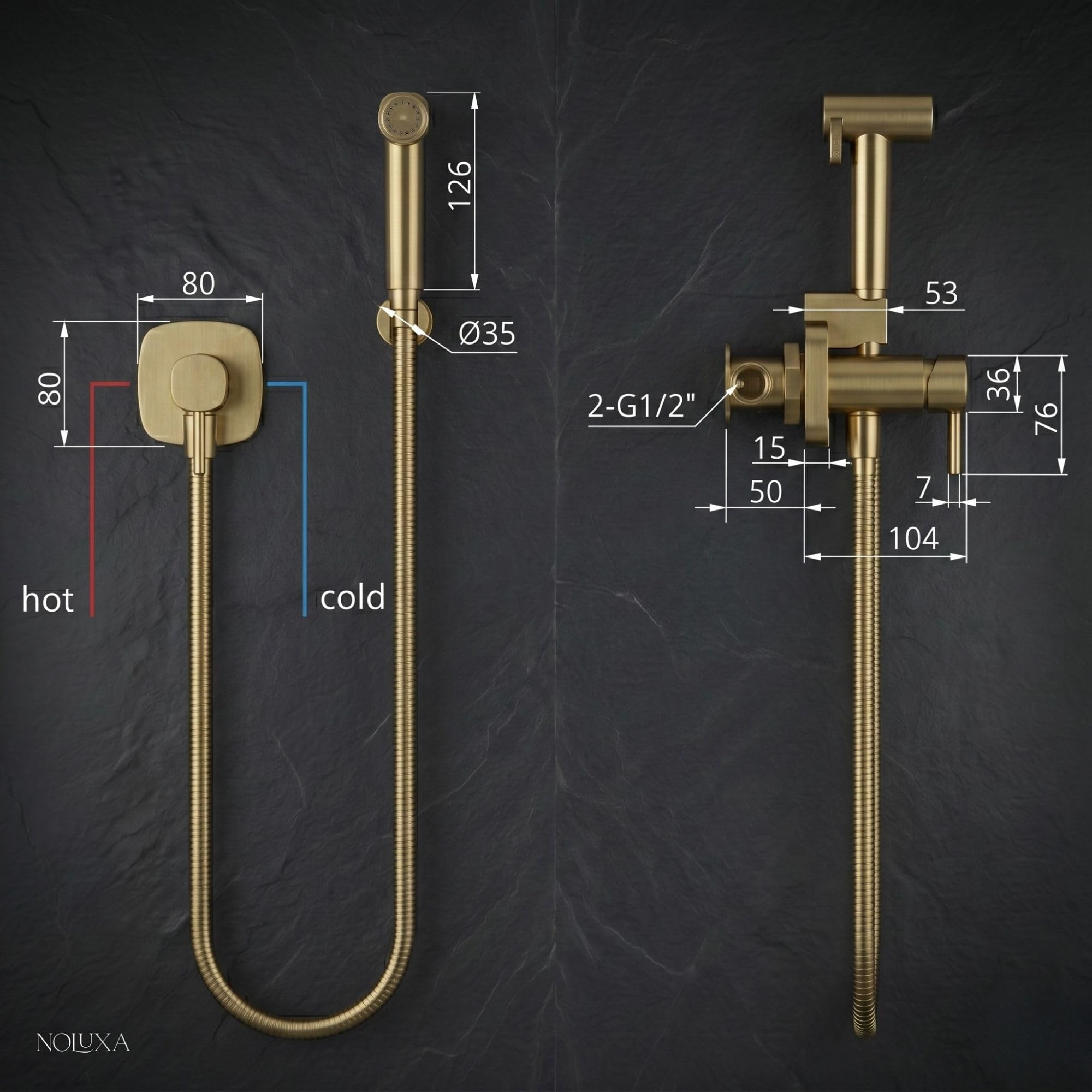 IMEX - Ducha Bidet Agua Fría y Caliente Color Níquel Cepillado | Grifo Bidet Empotrado para WC | Ducha Higiénica Monomando para Inodoro | Grifería Sustituto de Bidé | Serie Firenze