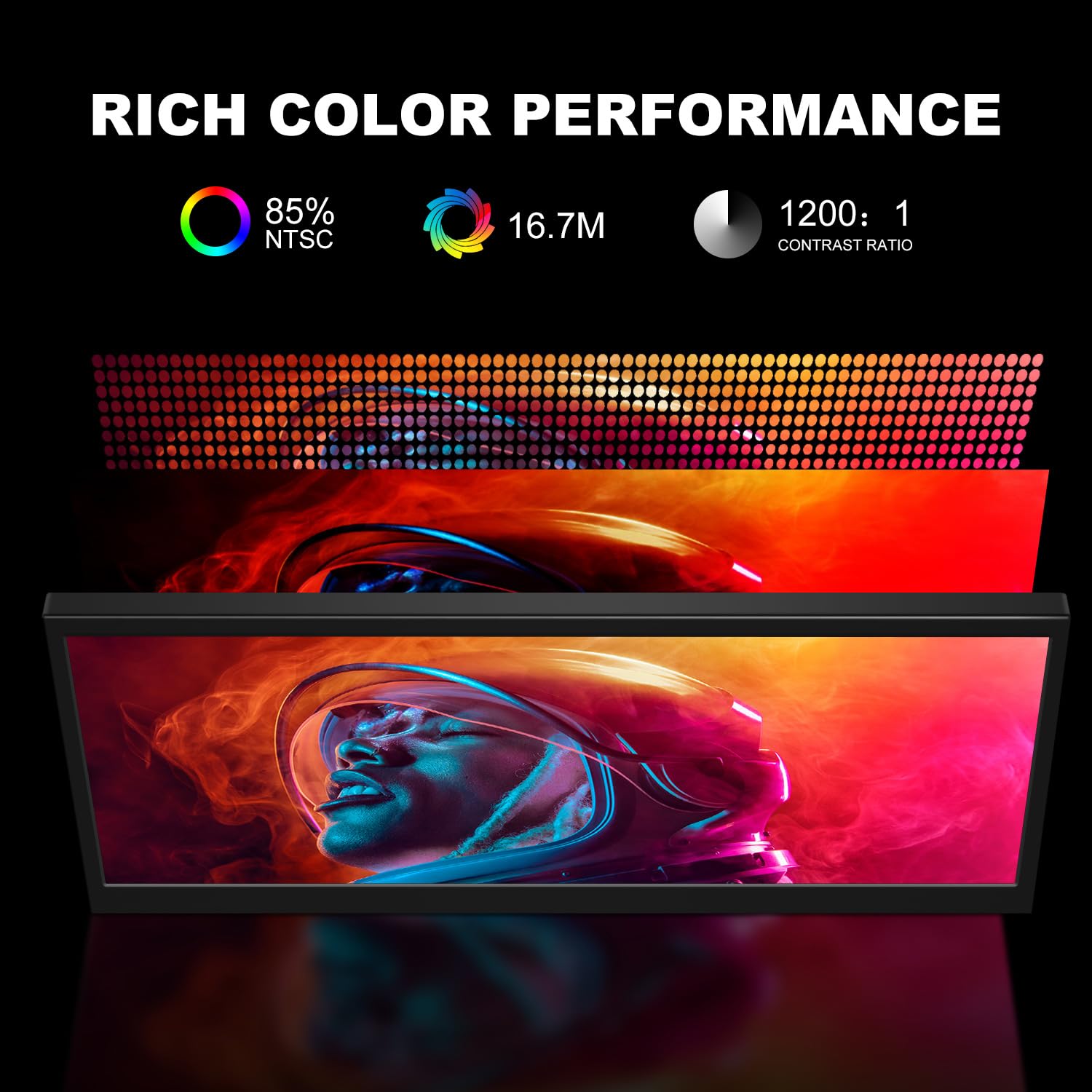 Prechen 12.3 Inch Touchscreen Secondary Monitor, IPS Stretched Bar LCD Travel Touch Display 1920 * 720 HDMI USBC, Portable Touch Screen for Laptop Computer Windows GPU CPU RAM Monitoring — view 9